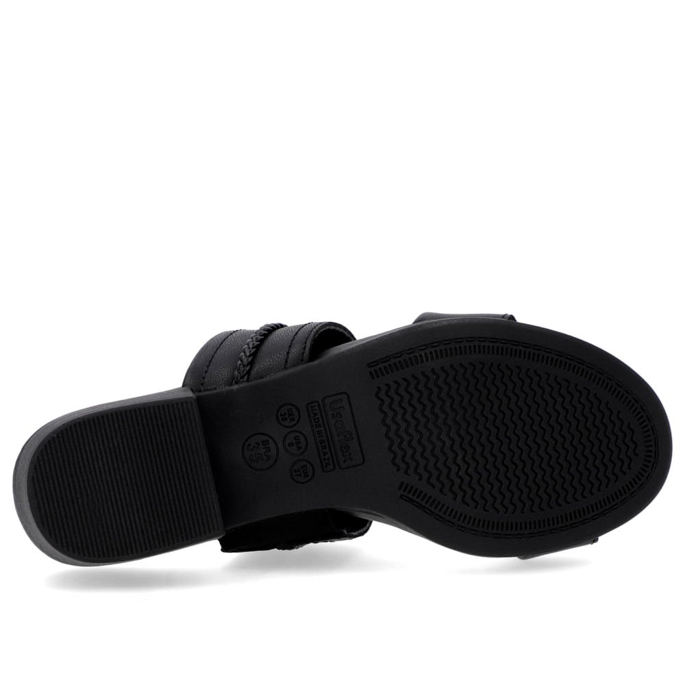 Tamanco Salto Baixo Couro Preto Trança Preto 5