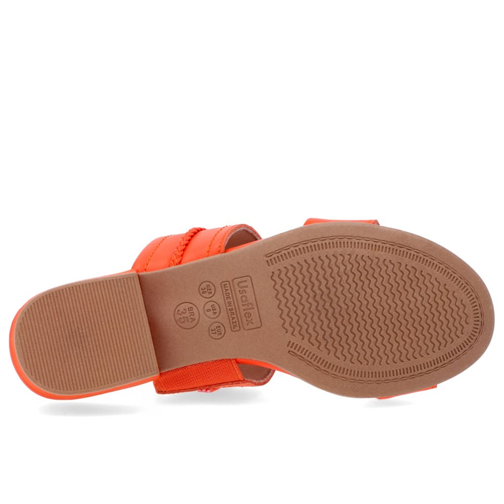 Tamanco Salto Baixo Couro Laranja Trança Laranja 5