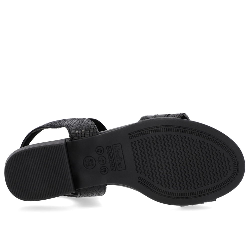 Sandália Salto Baixo Bloco Couro Preto Preto 5