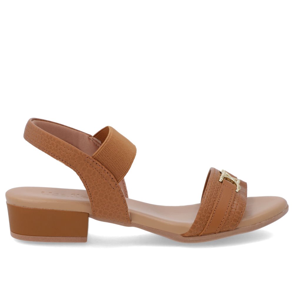 Sandália Salto Baixo Bloco Couro Marrom Marrom 1