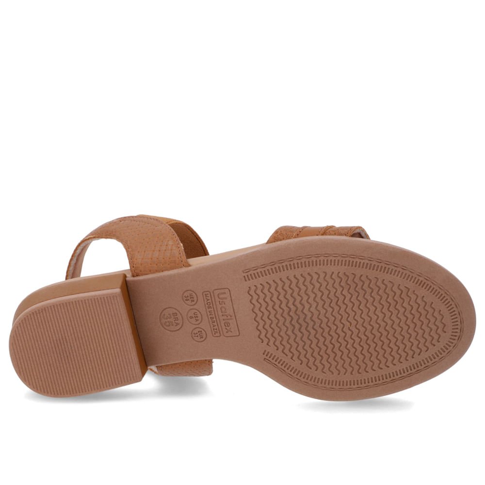 Sandália Salto Baixo Bloco Couro Marrom Marrom 5