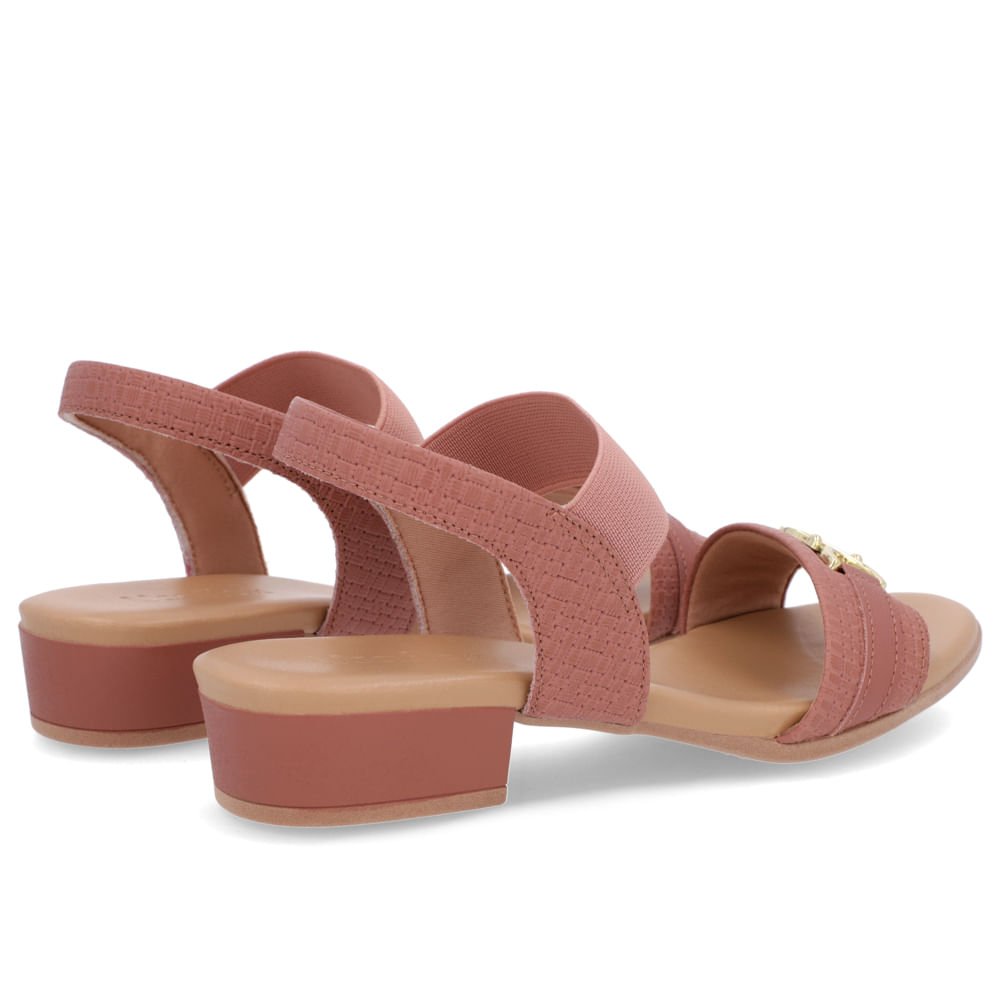 Sandália Salto Baixo Bloco Couro Rosa Marrom 3