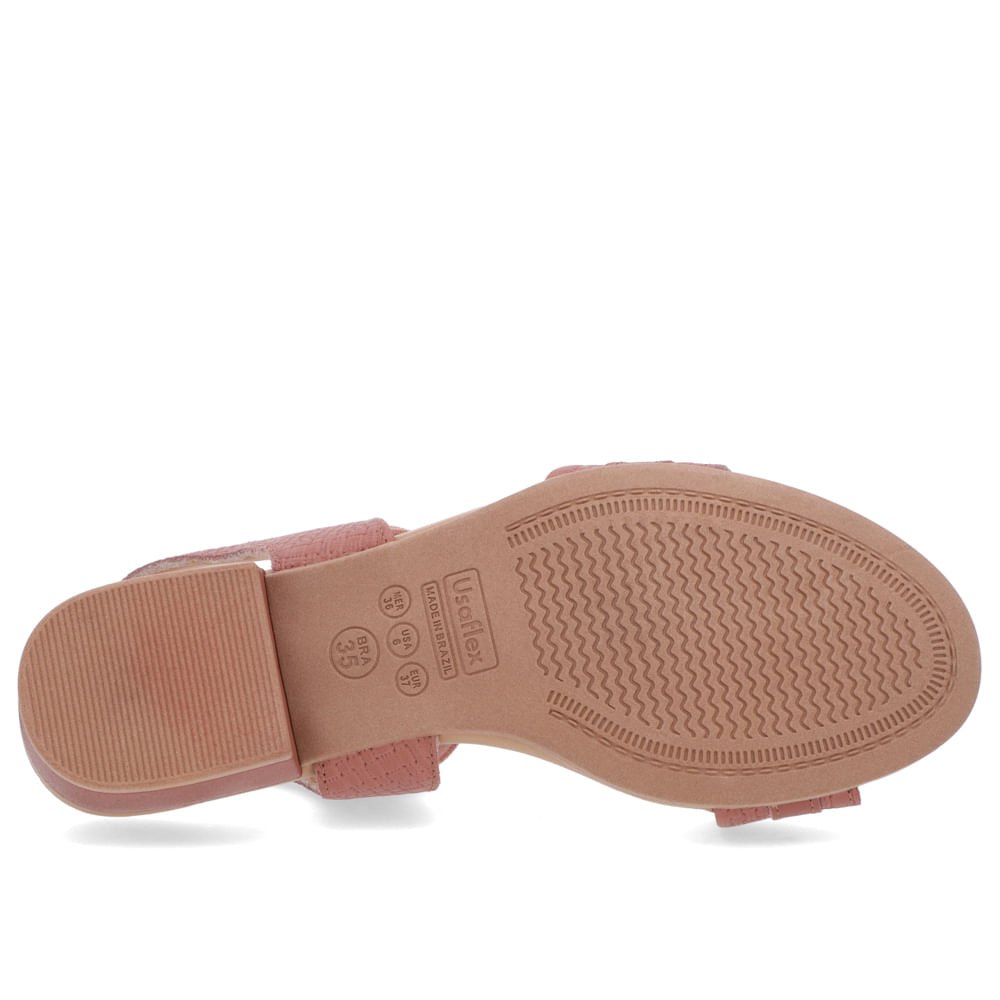 Sandália Salto Baixo Bloco Couro Rosa Marrom 5