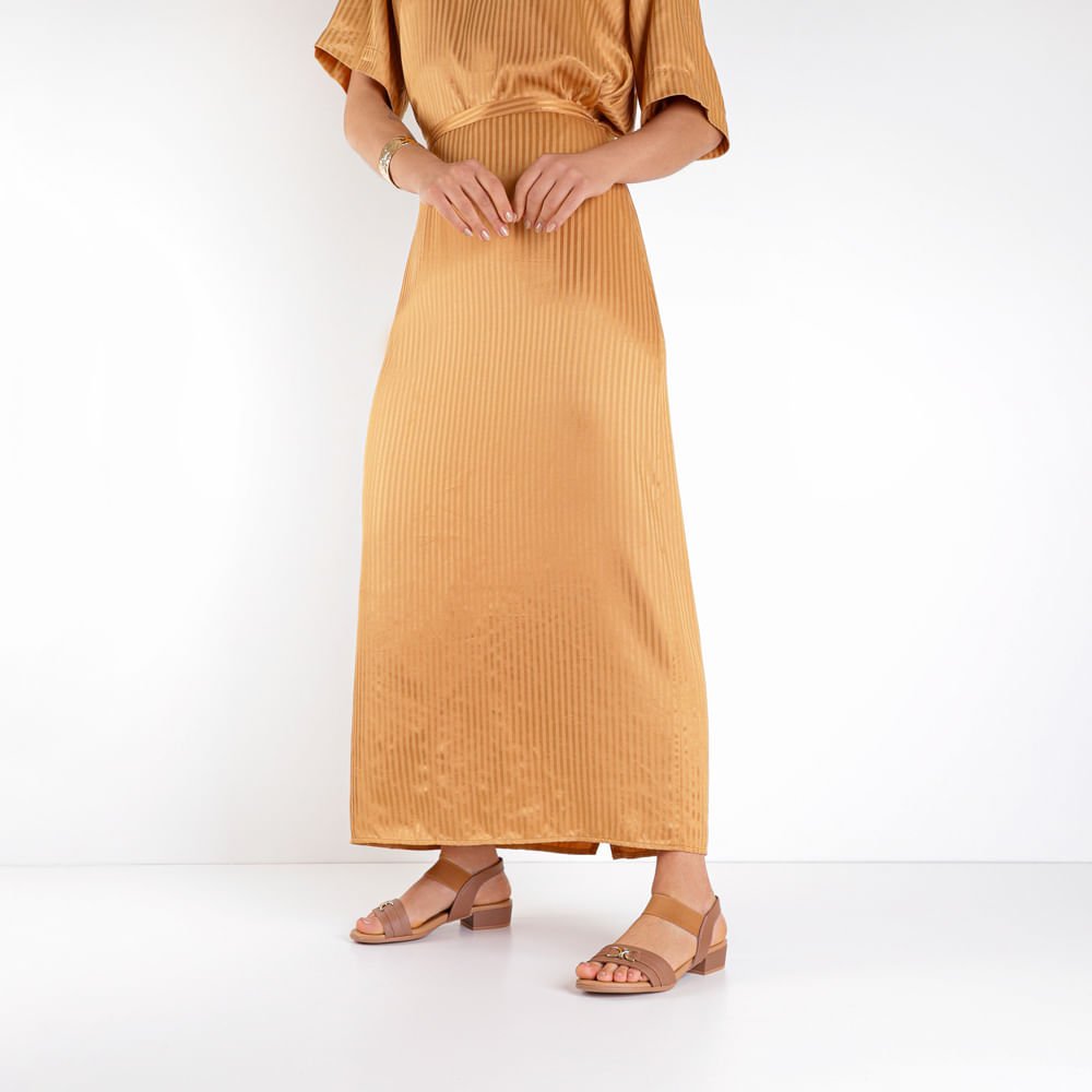 Sandália Salto Baixo Bloco Couro Marrom Liso Marrom 4