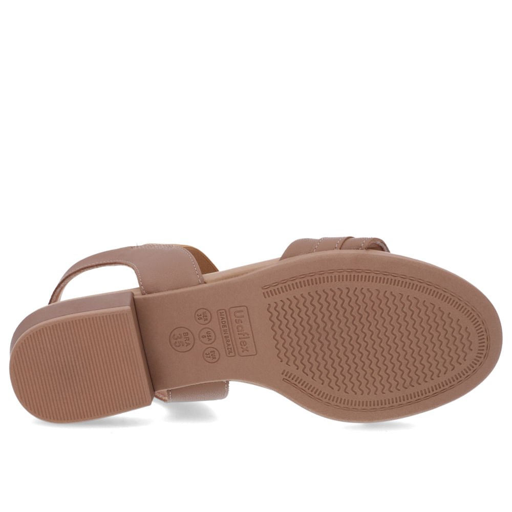 Sandália Salto Baixo Bloco Couro Marrom Liso Marrom 5