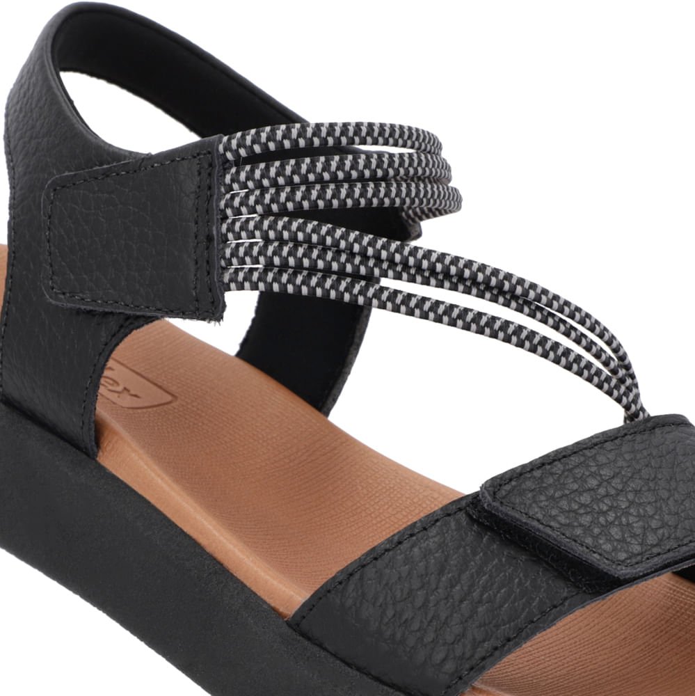 Sandália Plataforma Couro Preta Fecho-Flex Preto 4