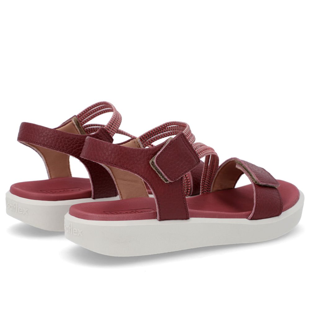 Sandália Plataforma Couro Vermelha Fecho-Flex Bordô 3