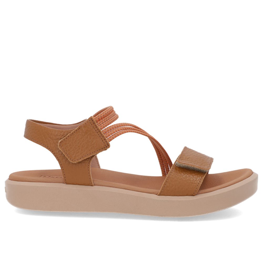 Sandália Plataforma Couro Marrom Fecho-Flex