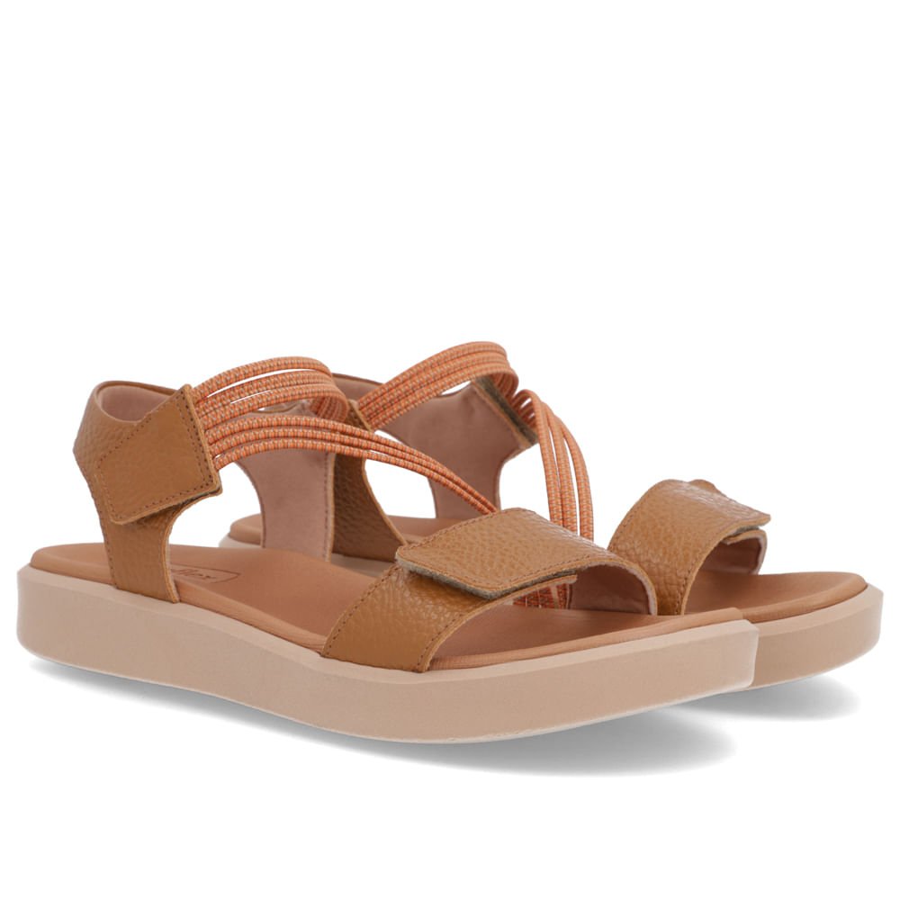 Sandália Plataforma Couro Marrom Fecho-Flex Marrom 2