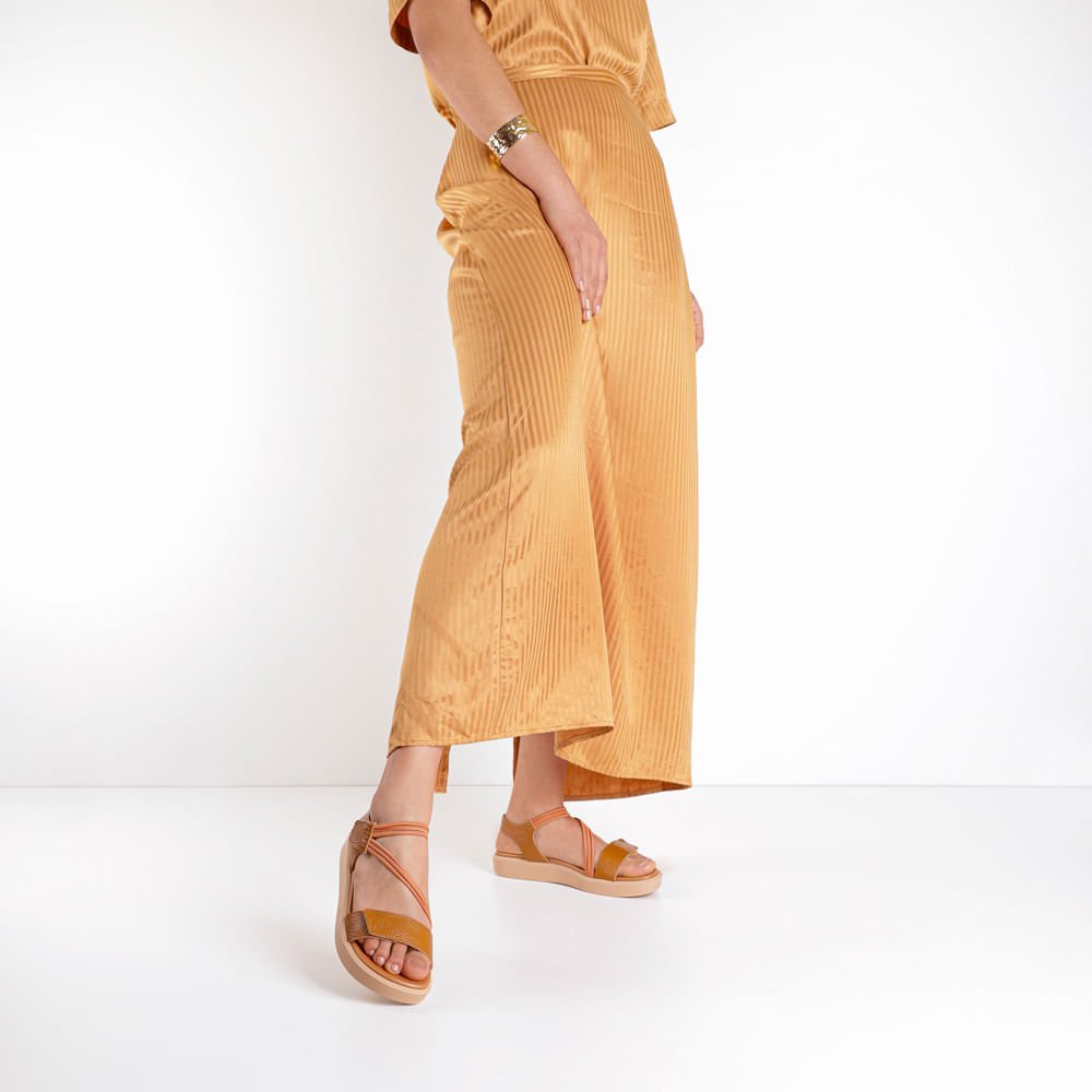 Sandália Plataforma Couro Marrom Fecho-Flex Marrom 4