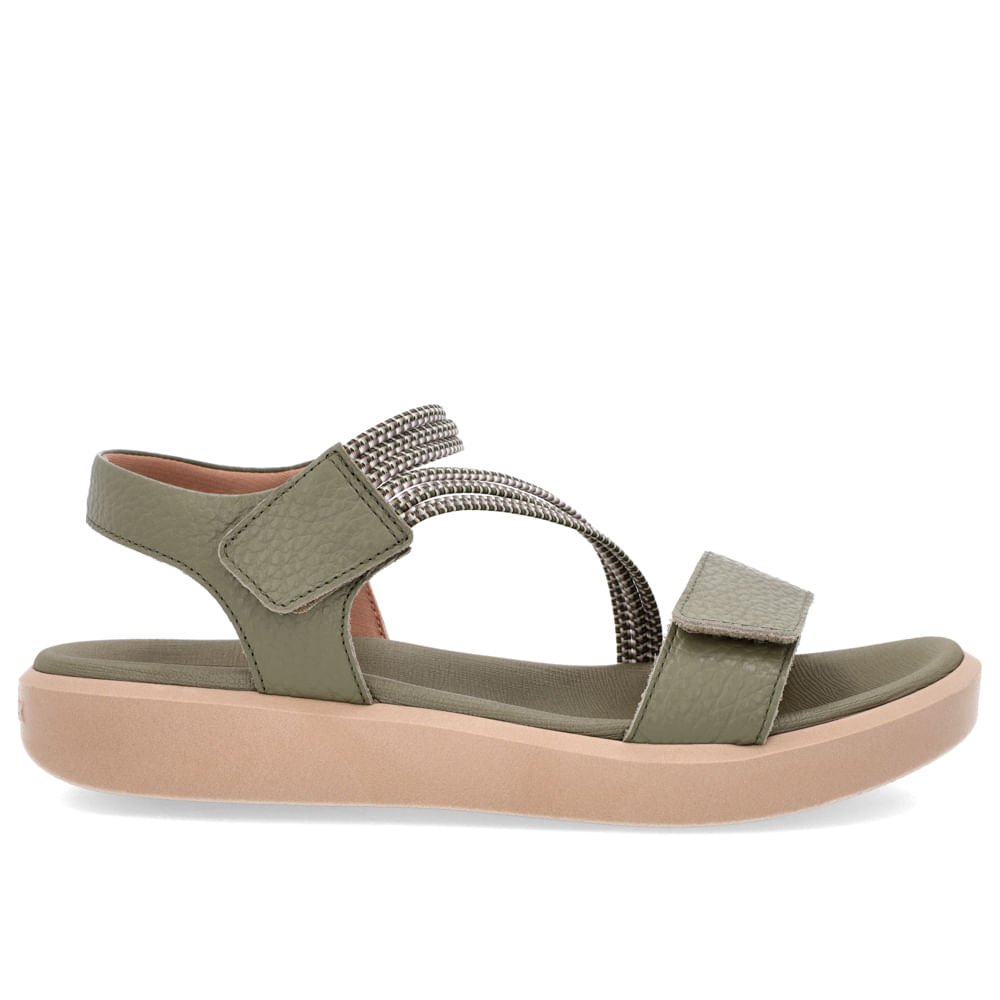 Sandália Plataforma Couro Verde Fecho-Flex Verde 1