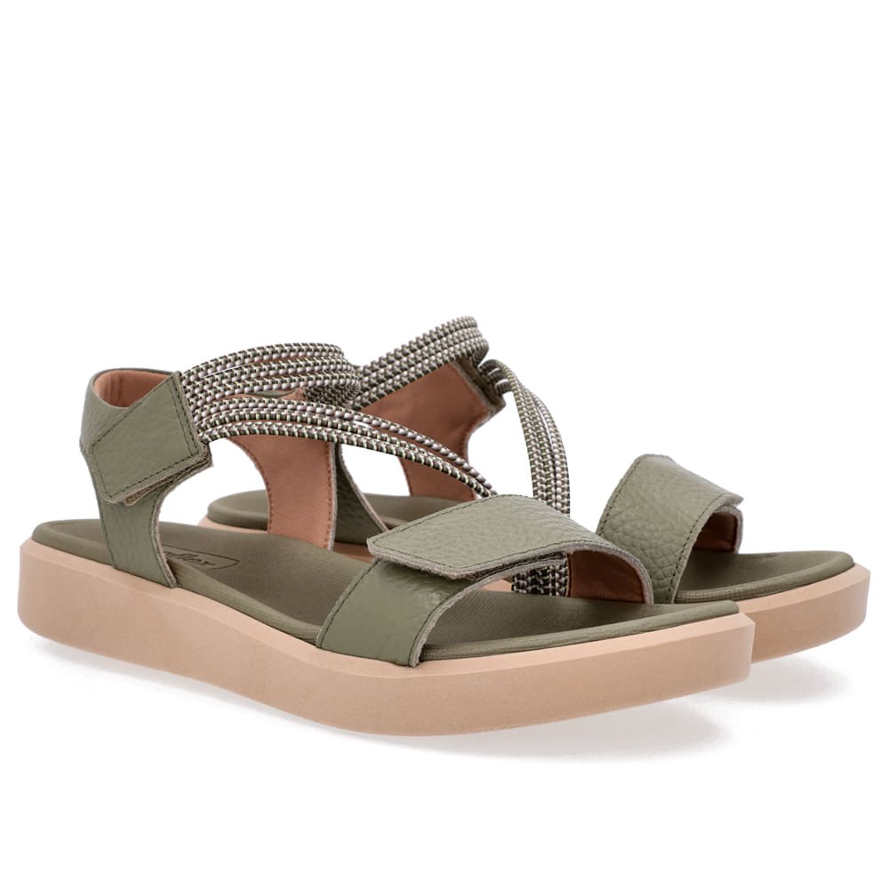 Sandália Plataforma Couro Verde Fecho-Flex Verde 2