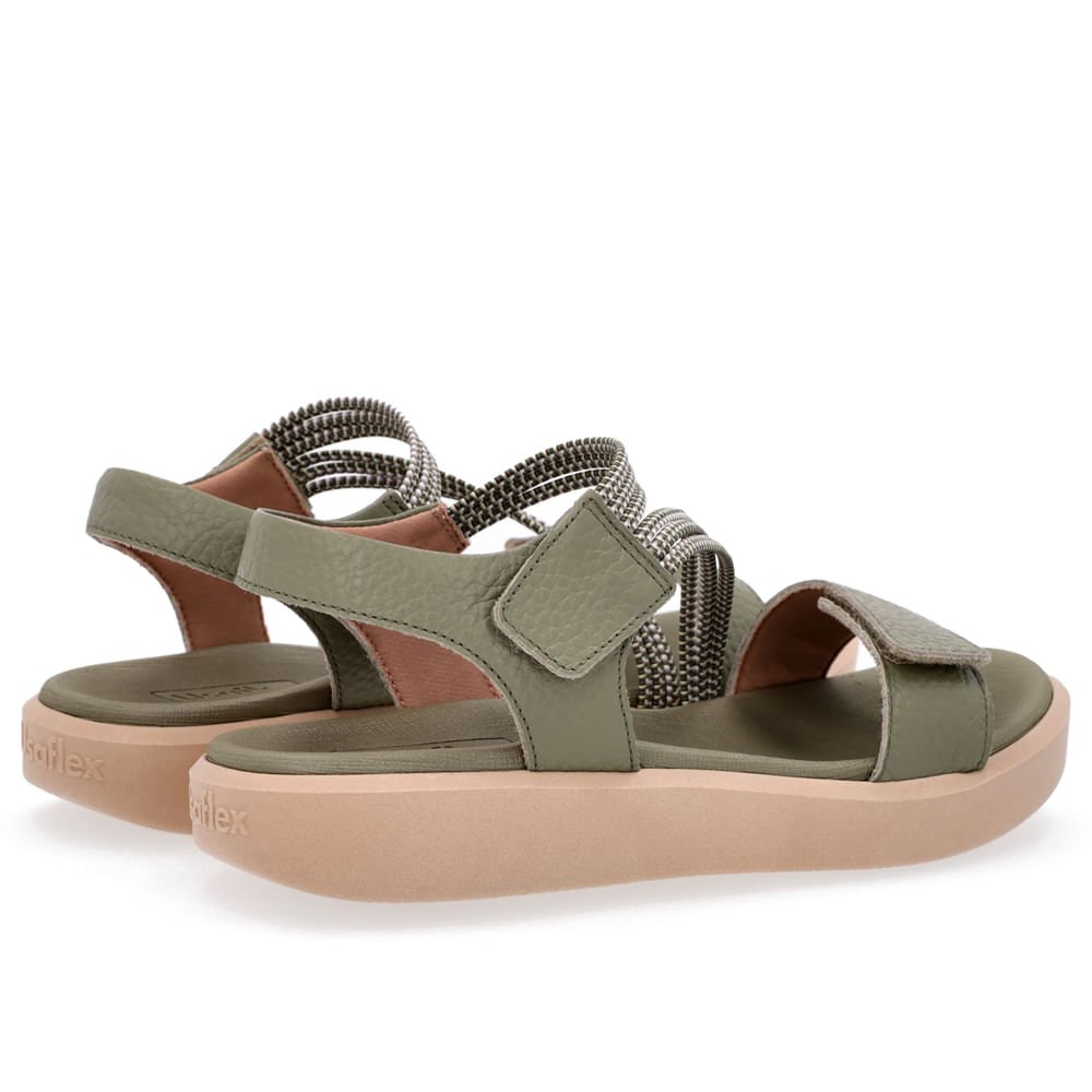 Sandália Plataforma Couro Verde Fecho-Flex Verde 3