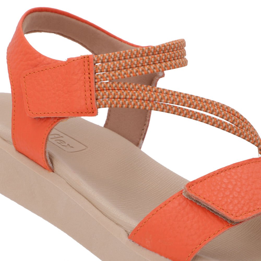 Sandália Plataforma Couro Laranja Fecho-Flex Laranja 4