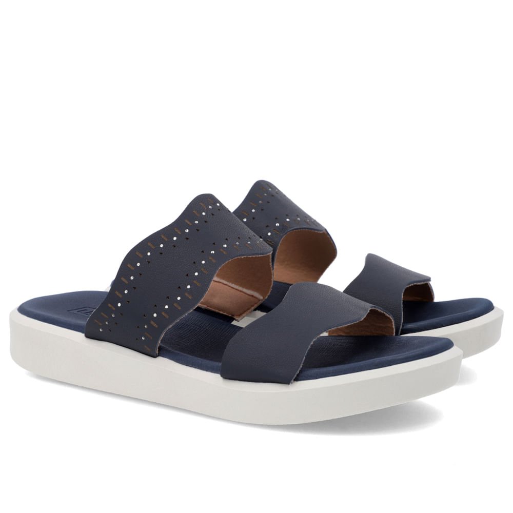 Tamanco Plataforma Couro Azul Azul 2