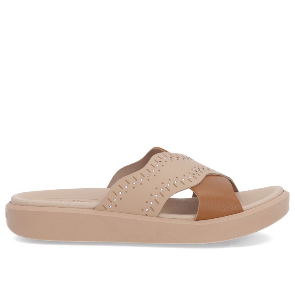 Tamanco Plataforma Tira Cruzada Couro Marrom