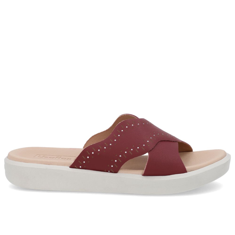 Tamanco Plataforma Tira Cruzada Couro Vermelho Bordô 1