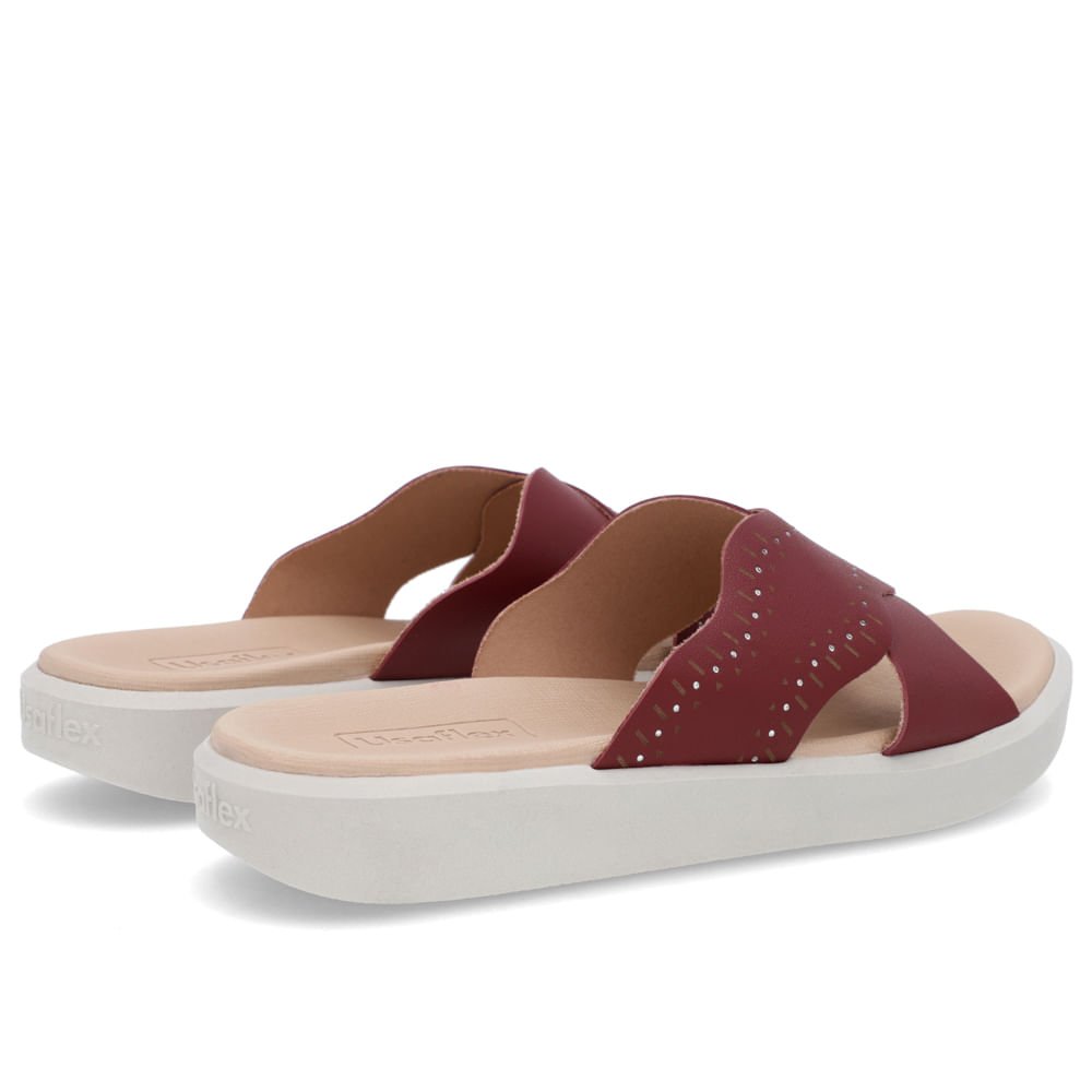 Tamanco Plataforma Tira Cruzada Couro Vermelho Bordô 3