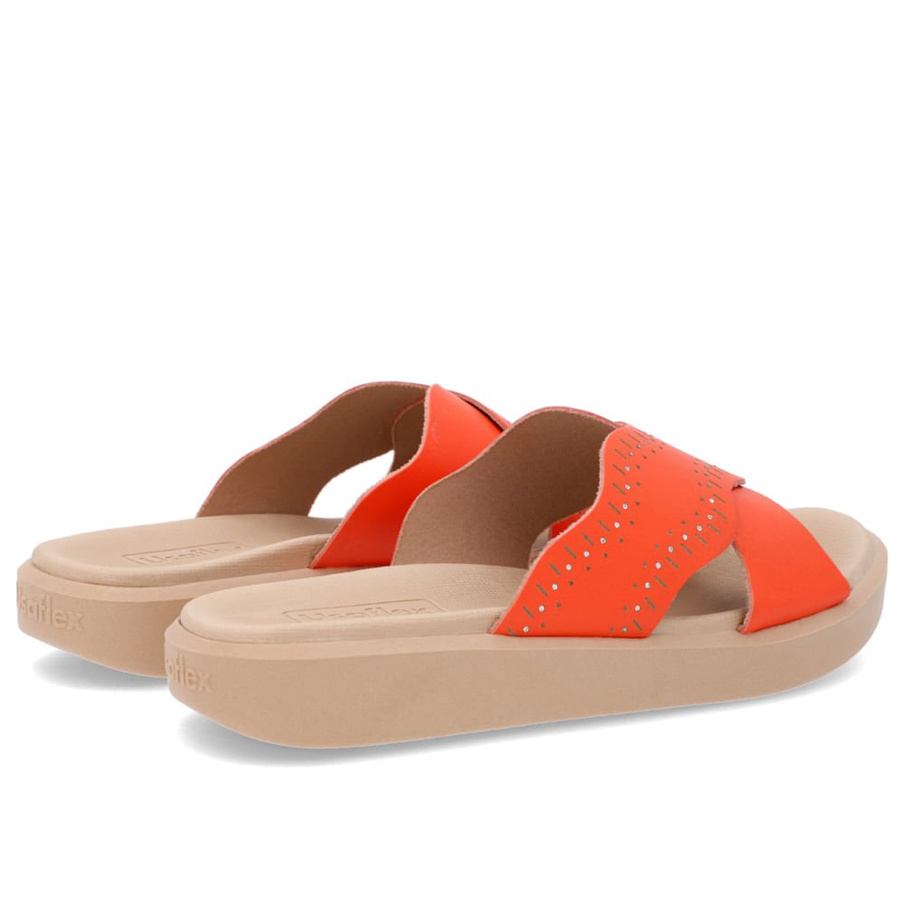 Tamanco Plataforma Tira Cruzada Couro Laranja Laranja 3