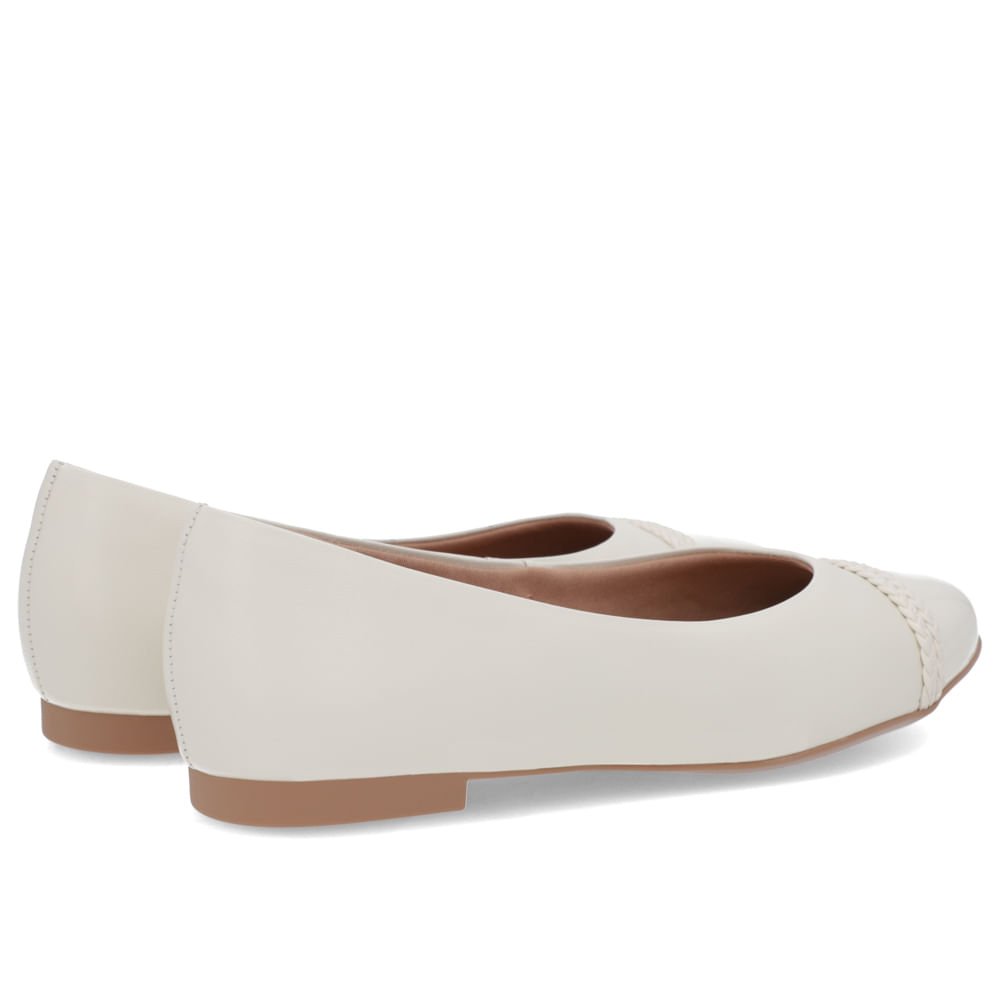 Sapatilha Couro Branca Salto Rasteiro Tira Trançada Branco 3