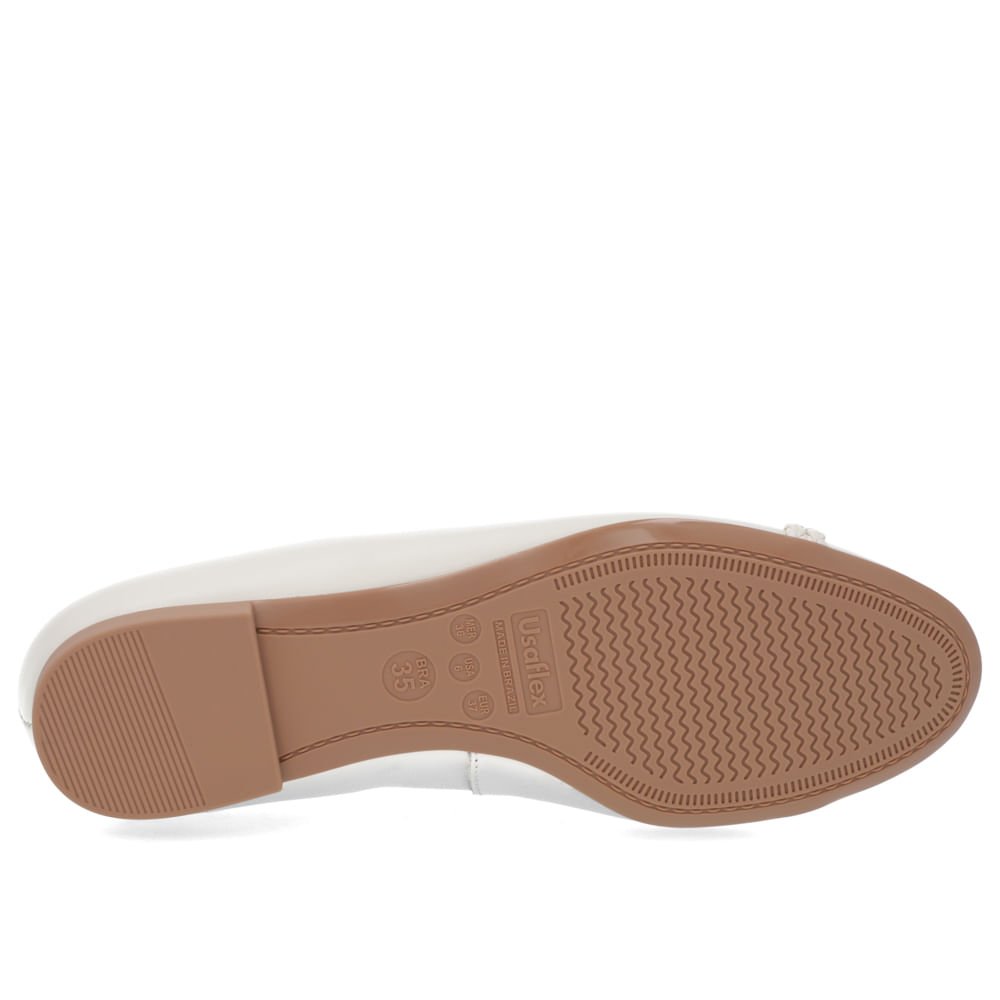 Sapatilha Couro Branca Salto Rasteiro Tira Trançada Branco 5