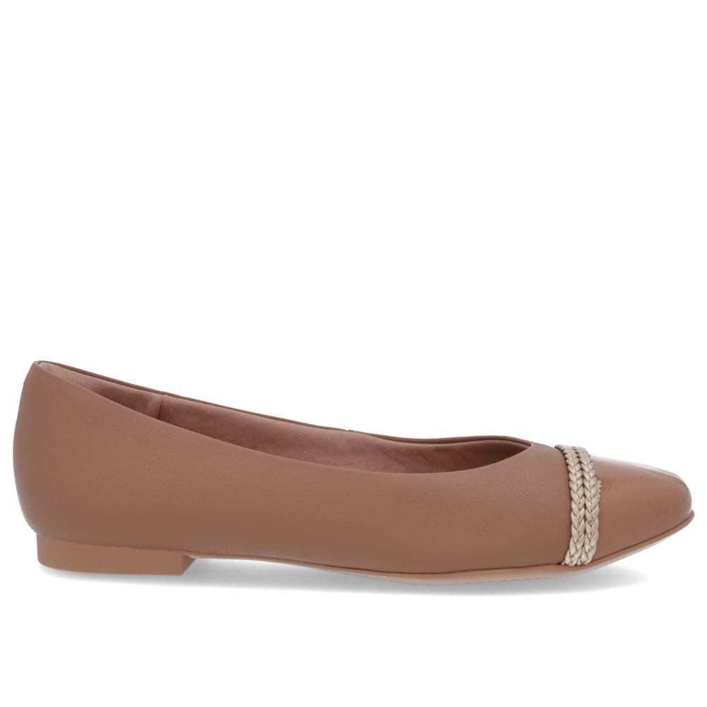 Sapatilha Couro Marrom Salto Rasteiro Tira Trançada