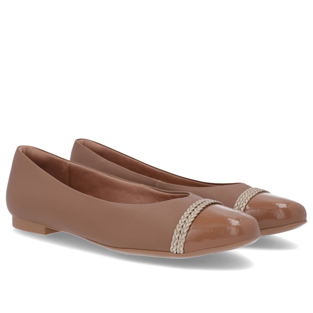 Sapatilha Couro Marrom Salto Rasteiro Tira Trançada Marrom 2