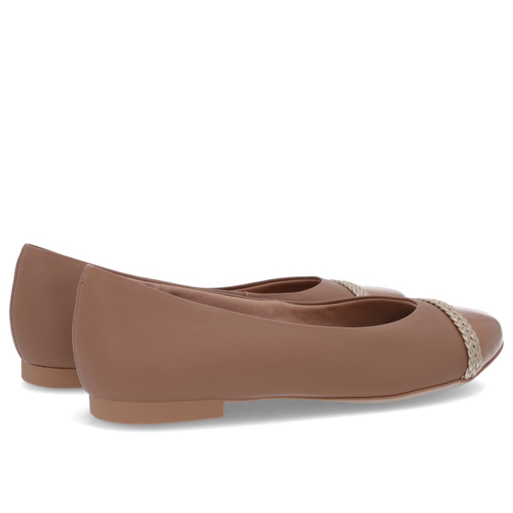 Sapatilha Couro Marrom Salto Rasteiro Tira Trançada Marrom 3