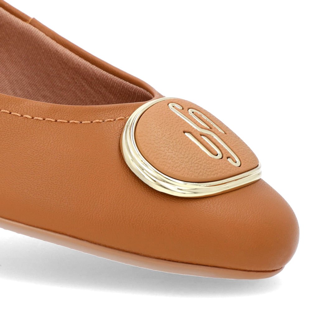 Sapatilha Couro Marrom Bico Redondo Enfeite Marrom 4