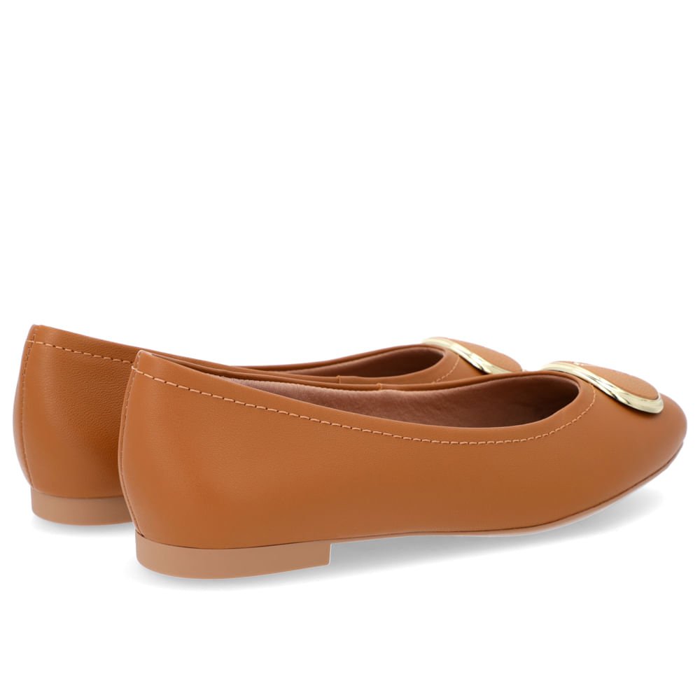 Sapatilha Couro Marrom Bico Redondo Enfeite Marrom 3