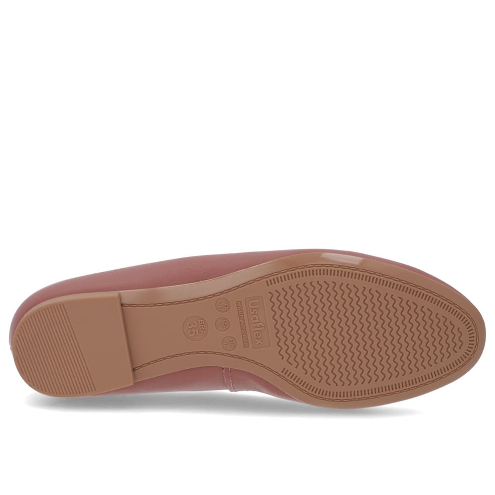 Sapatilha Couro Rosa Bico Redondo Enfeite Marrom 5