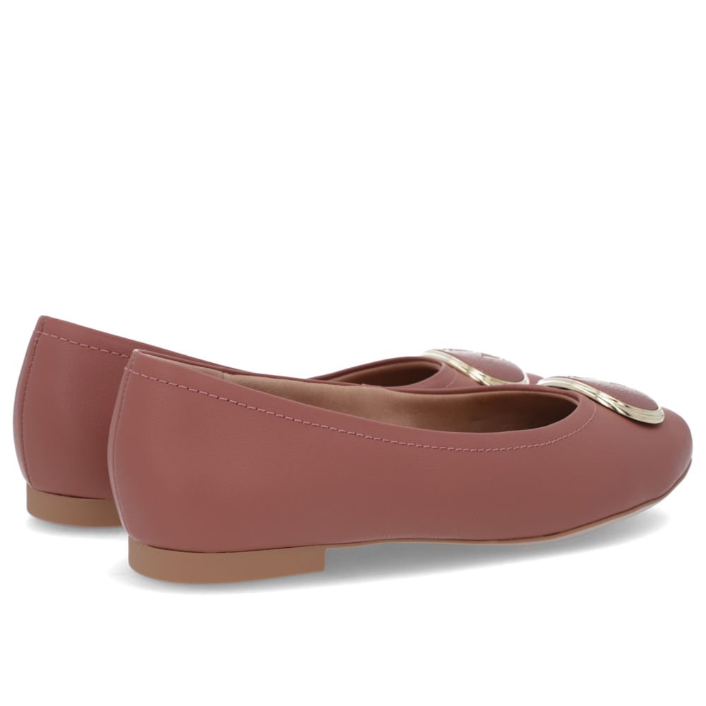 Sapatilha Couro Rosa Bico Redondo Enfeite Marrom 3