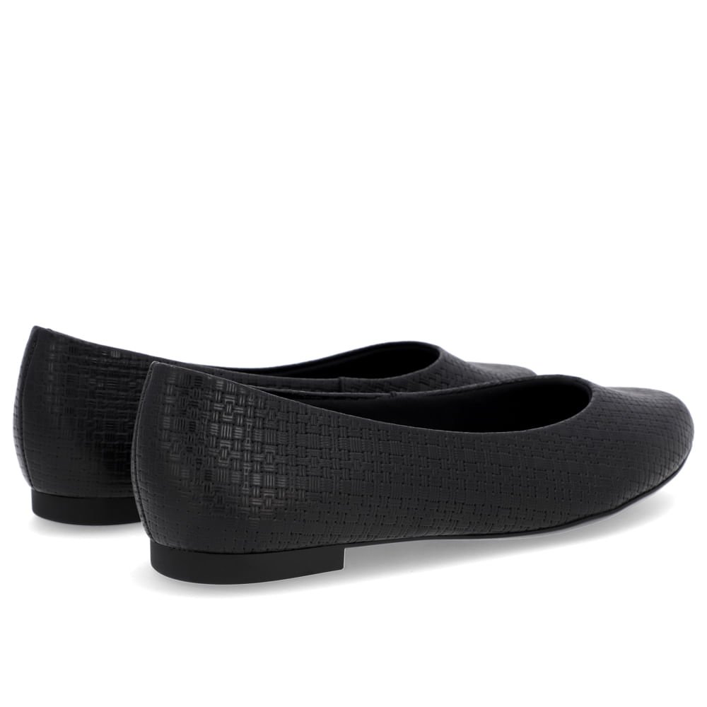 Sapatilha Couro Tramada Preta Bico Redondo Preto 3