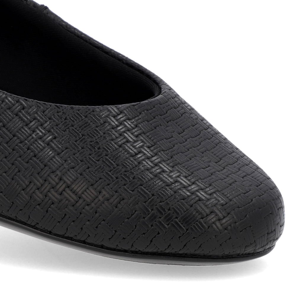 Sapatilha Couro Tramada Preta Bico Redondo Preto 4