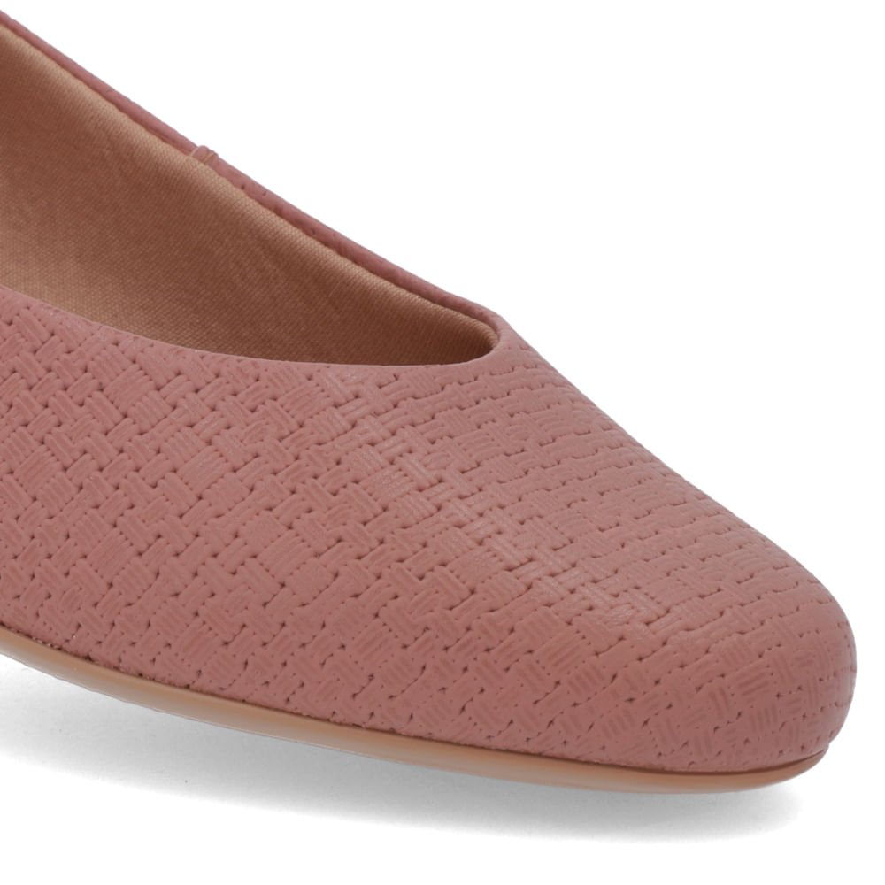 Sapatilha Couro Tramada Rosa Bico Redondo Marrom 4
