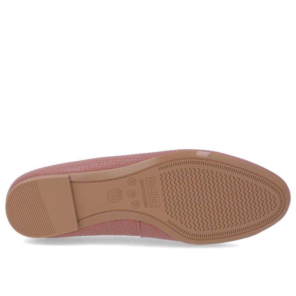 Sapatilha Couro Tramada Rosa Bico Redondo Marrom 5