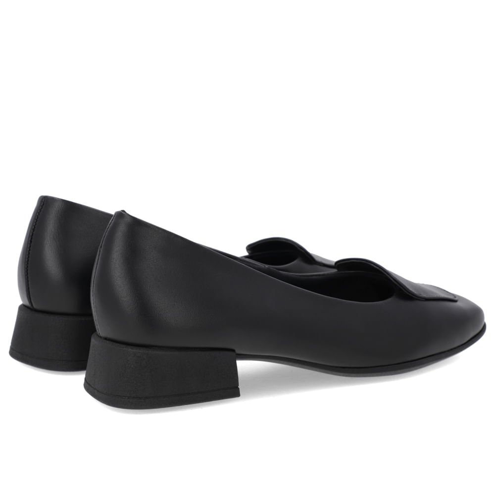 Scarpin Bico Quadrado Couro Preto Salto Bloco Preto 3