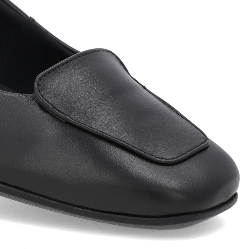 Scarpin Bico Quadrado Couro Preto Salto Bloco Preto 4