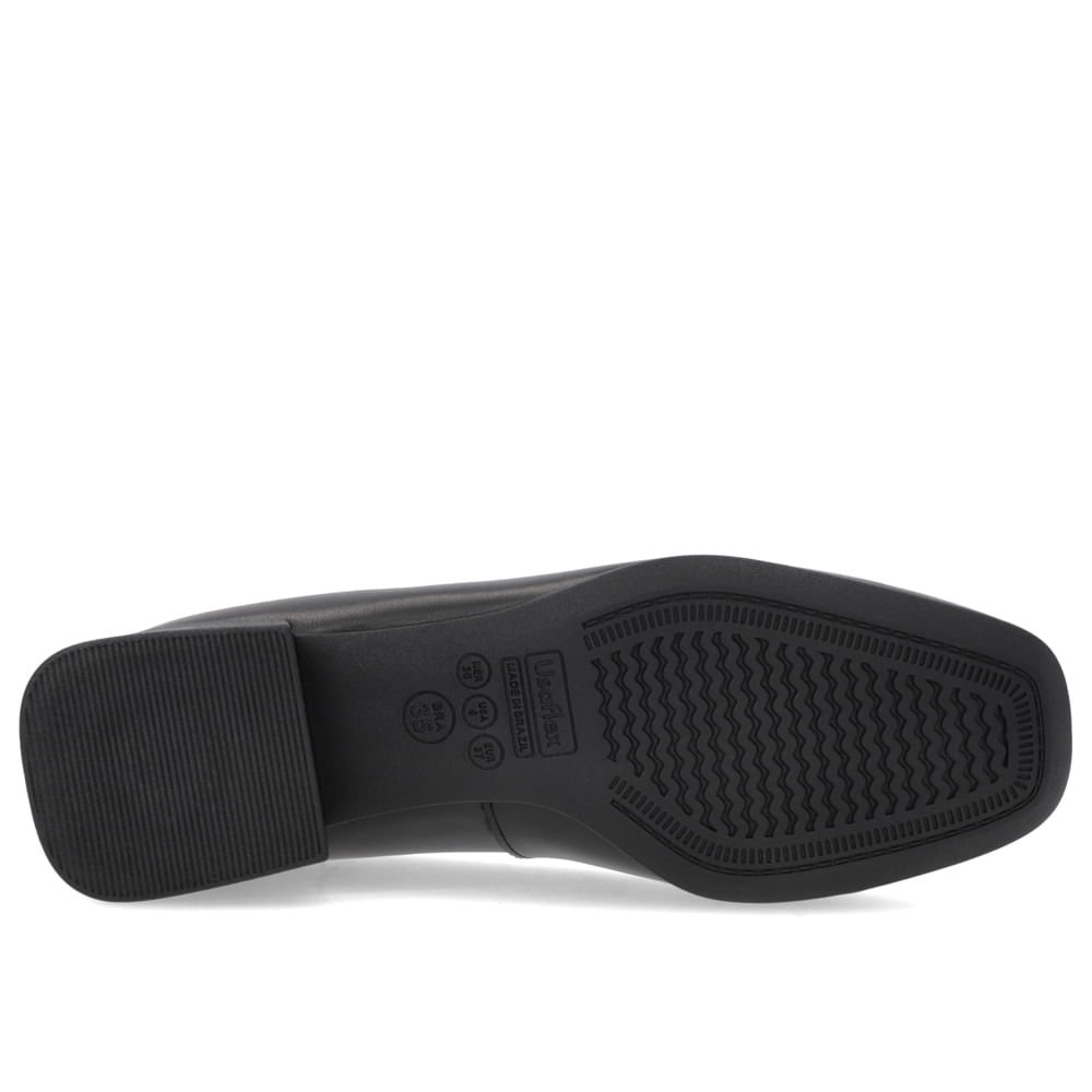 Scarpin Bico Quadrado Couro Preto Salto Bloco Preto 5