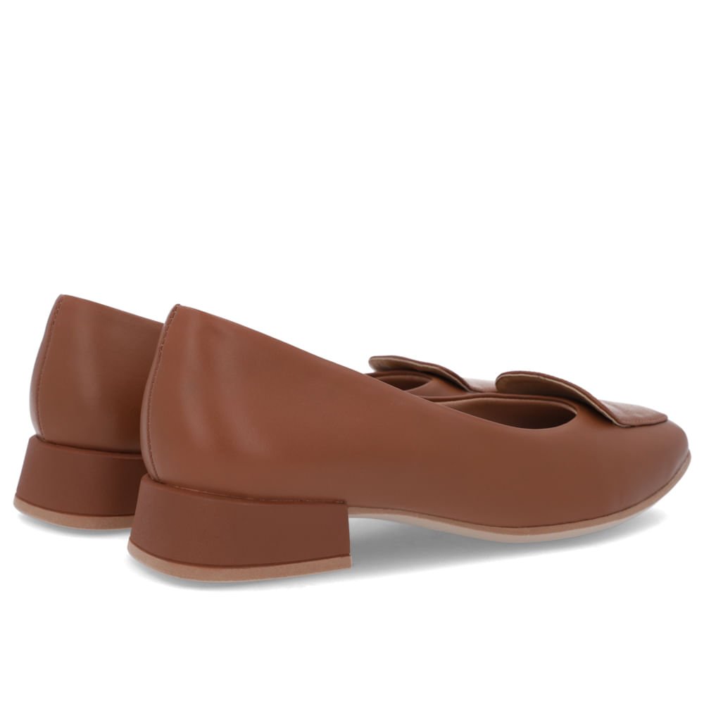 Scarpin Bico Quadrado Couro Marrom Salto Bloco Marrom 3