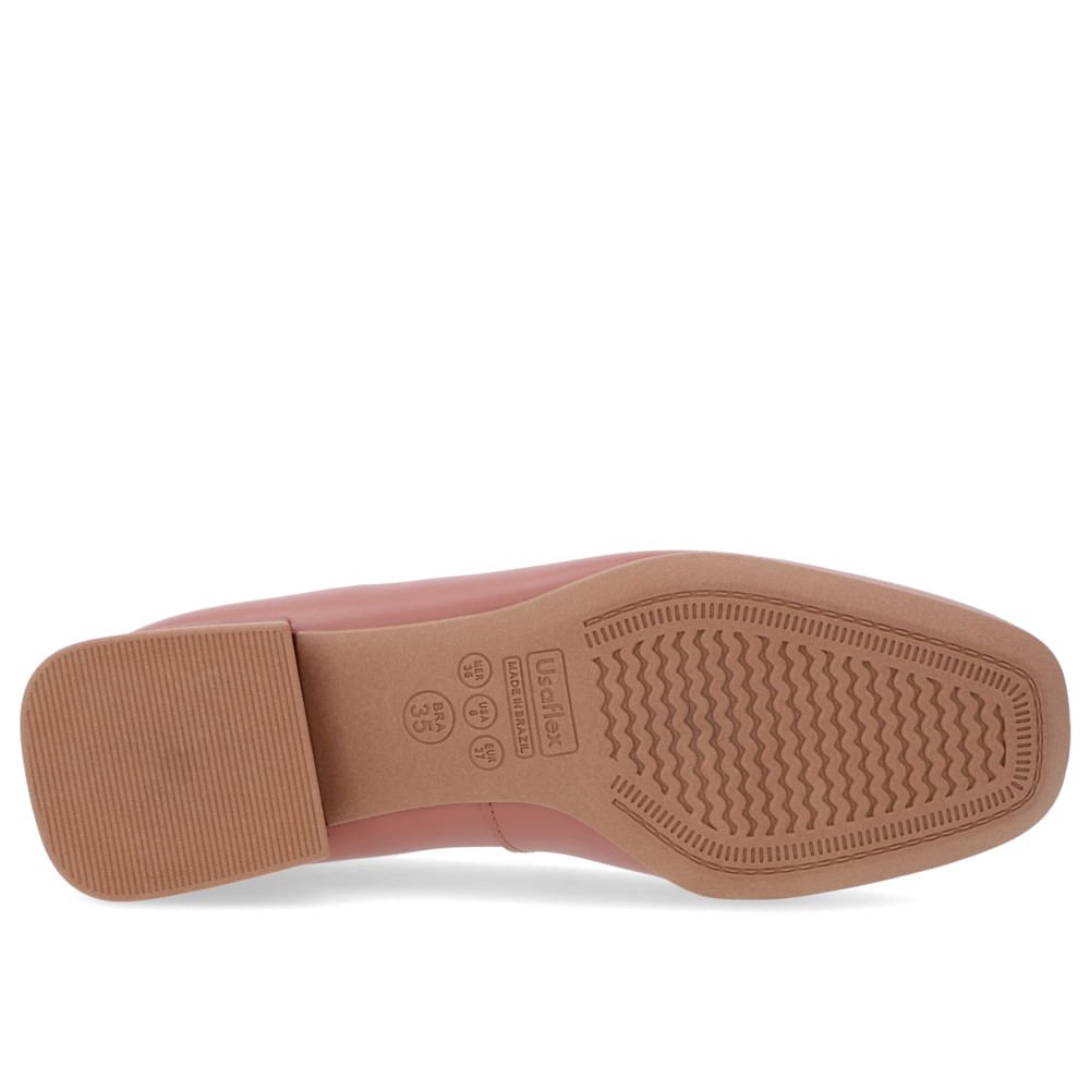 Scarpin Bico Quadrado Couro Rosa Salto Bloco Marrom 5