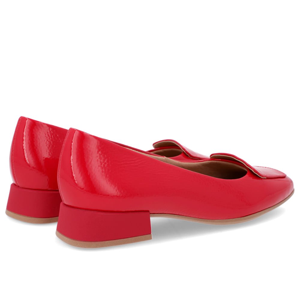 Scarpin Bico Quadrado Verniz Vermelho Salto Bloco Vermelho 3