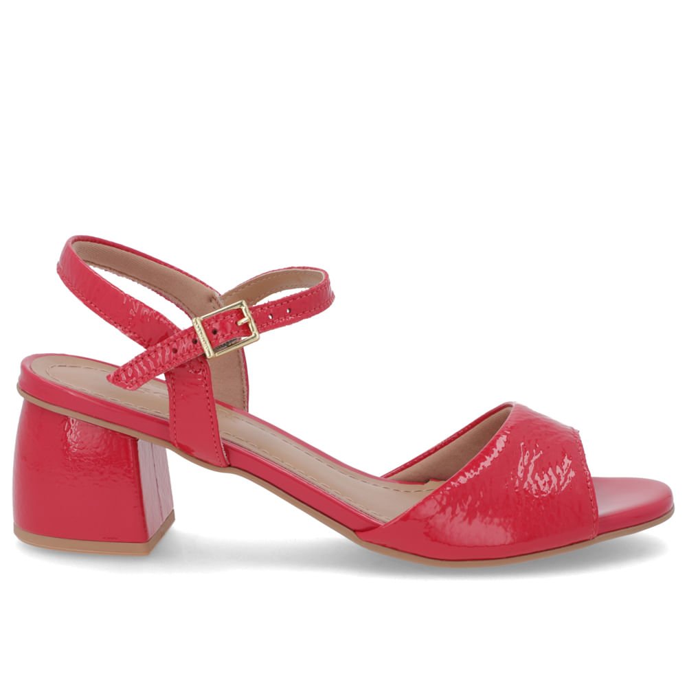 Sandália Salto Bloco Verniz Vermelha Básica