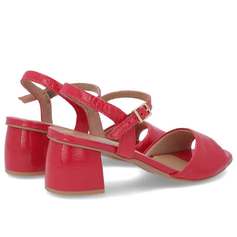 Sandália Salto Bloco Verniz Vermelha Básica Vermelho 3