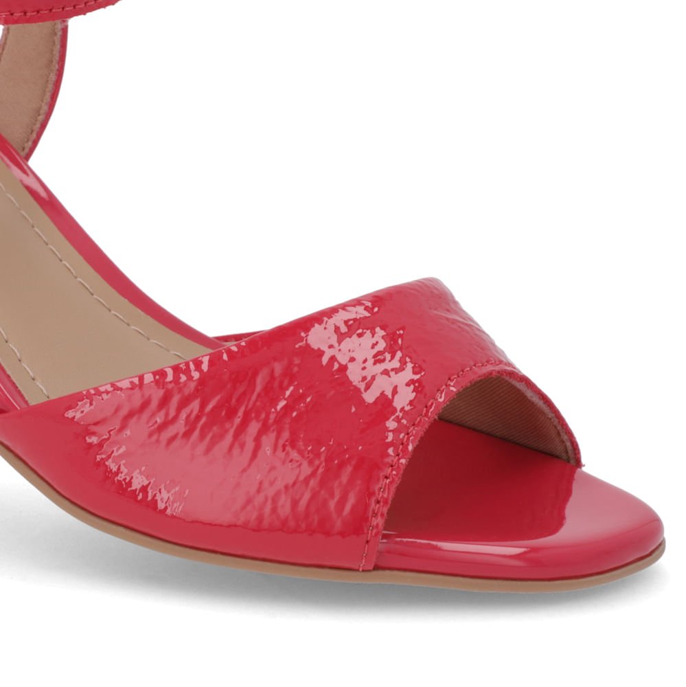 Sandália Salto Bloco Verniz Vermelha Básica Vermelho 4