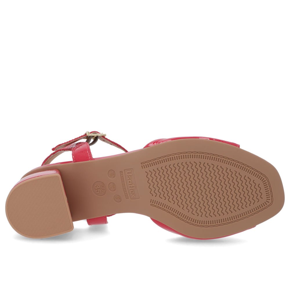 Sandália Salto Bloco Verniz Vermelha Básica Vermelho 5