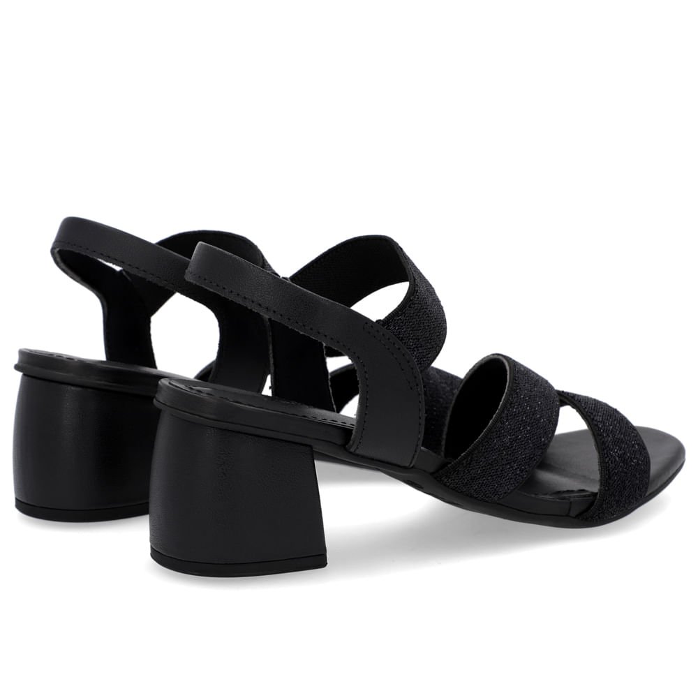 Sandália Salto Bloco Tiras Elástico Preta Preto 3