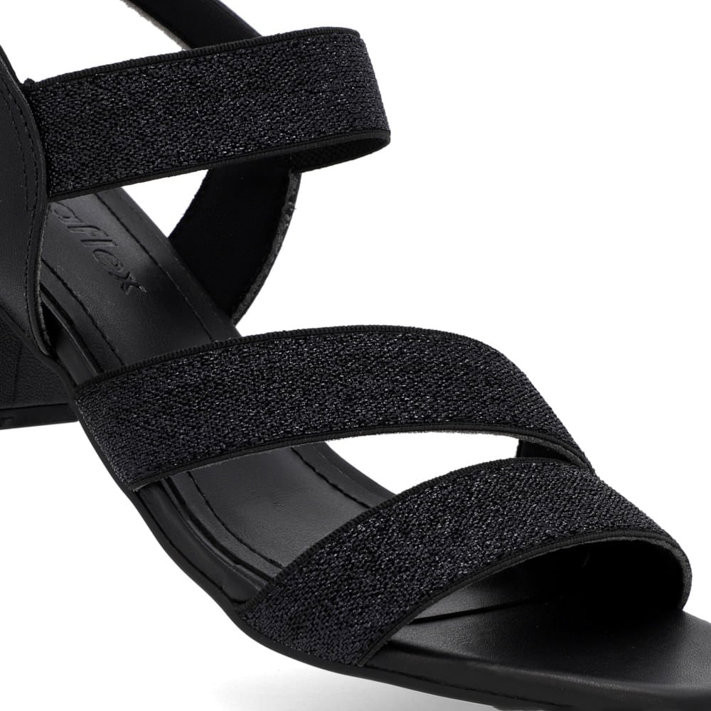 Sandália Salto Bloco Tiras Elástico Preta Preto 4