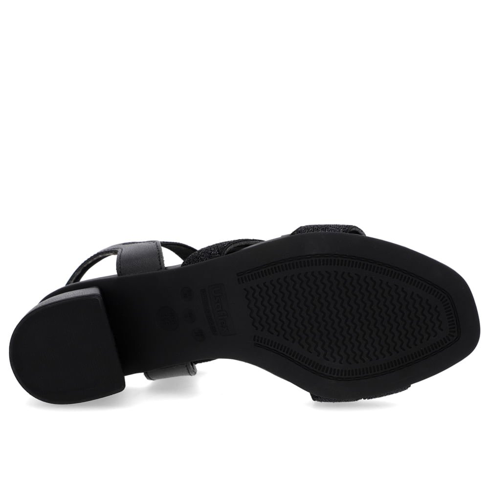 Sandália Salto Bloco Tiras Elástico Preta Preto 5