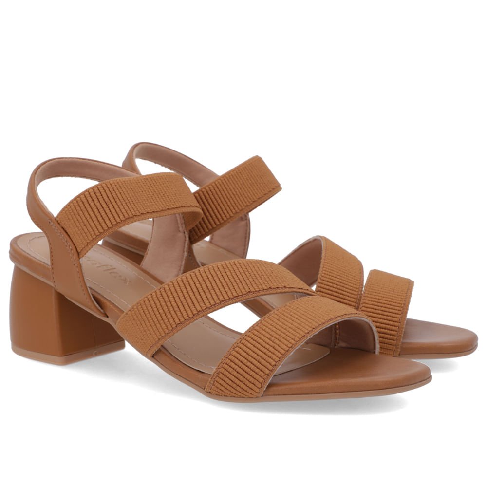 Sandália Salto Bloco Tiras Elástico Marrom Marrom 2